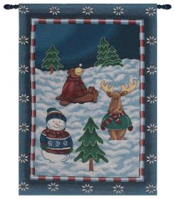 Winter's Day Play Fine Art Tapestry