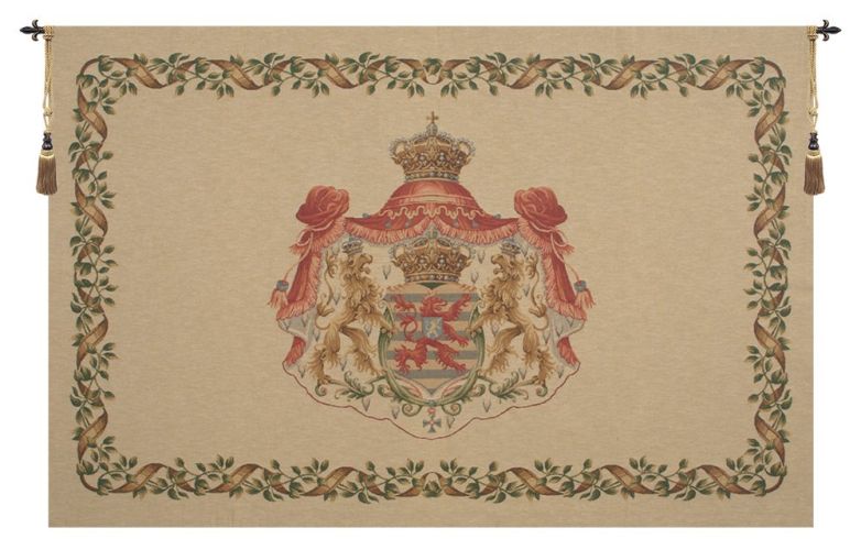 Lion Crest Beige Medium European Tapestry
