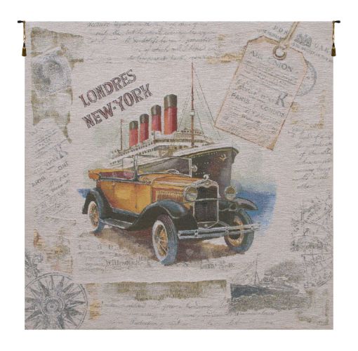Londres New York Beige Belgian Tapestry Wall Art