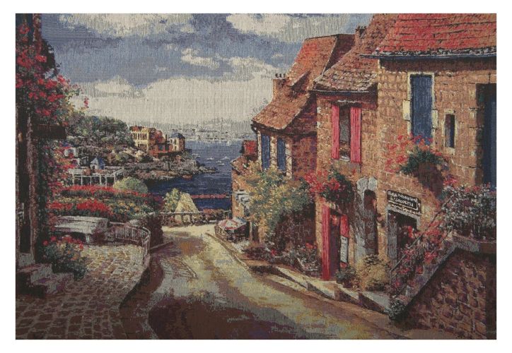 Mediterranean Village at Amalfi Stretched Wall Tapestry