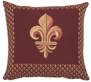 Framed Fleur de Lys Red French Cushion Cover