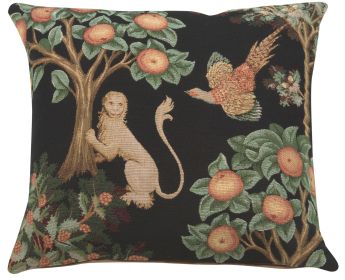 Lion and Pheasant Forest Black French Cushion Cover