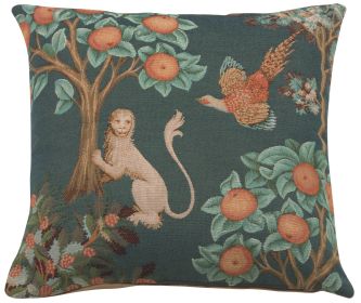 Lion and Pheasant Forest Blue French Cushion Cover