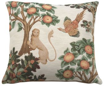 Lion and Pheasant Forest White French Cushion Cover