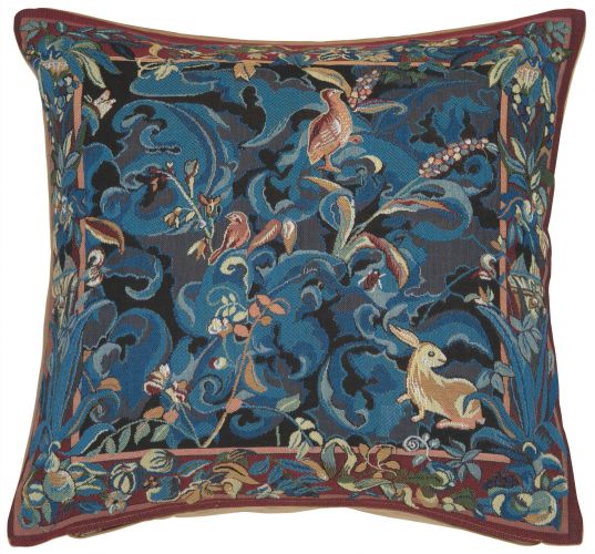 Animals with Aristoloches Blue French Cushion Cover