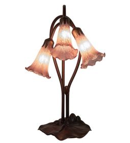 16" High Lavender Tiffany Pond Lily 3 LT Accent Lamp