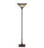 70" High Tiffany Jeweled Peacock Torchiere