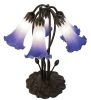 16" High Blue/White Tiffany Pond Lily 5 Light Table Lamp