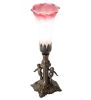 11" High Pink/White Tiffany Pond Lily Maidens Mini Lamp