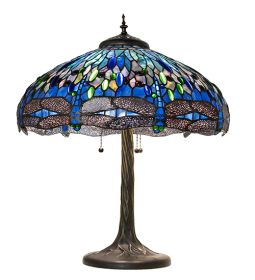 27" High Tiffany Hanginghead Dragonfly Table Lamp