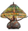 17H Tiffany Dragonfly w/Tiffany Mosaic Base Table Lamp