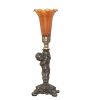 12" High Amber Pond Lily Cherub Mini Lamp