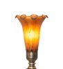 12" High Amber Pond Lily Cherub Mini Lamp