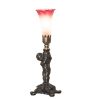 12" High Pink/White Tiffany Pond Lily Cherub Mini Lamp