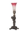 12" High Pink/White Tiffany Pond Lily Cherub Mini Lamp