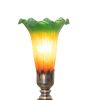 12" High Amber/Green Tiffany Pond Lily Cherub Mini Lamp