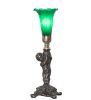 12" High Green Tiffany Pond Lily Cherub Mini Lamp