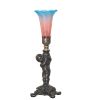 12" High Pink/Blue Tiffany Pond Lily Cherub Mini Lamp