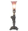 12" High Purple Iridescent Pond Lily Cherub Mini Lamp