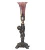 12" High Purple Iridescent Pond Lily Cherub Mini Lamp
