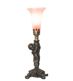 12" High Pink Tiffany Pond Lily Mini Lamp