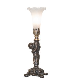 12" High White Tiffany Pond Lily Mini Lamp