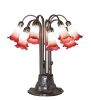 24" High Seafoam/Cranberry Tiffany Pond Lily 12 Light Table Lamp