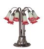 24" High Seafoam/Cranberry Tiffany Pond Lily 12 Light Table Lamp