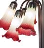 24" High Seafoam/Cranberry Tiffany Pond Lily 12 Light Table Lamp