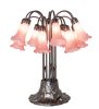 24" High Pink Tiffany Pond Lily 12 Light Table Lamp