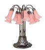24" High Pink Tiffany Pond Lily 12 Light Table Lamp