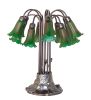 24" High Green Tiffany Pond Lily 12 Light Table Lamp