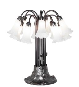 24" High White Tiffany Pond Lily 12 Light Table Lamp