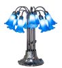 24" High Blue Tiffany Pond Lily 12 Light Table Lamp