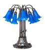 24" High Blue Tiffany Pond Lily 12 Light Table Lamp