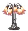 24" High Amber/Purple Tiffany Pond Lily 12 Light Table Lamp