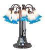 24" High Pink/Blue Tiffany Pond Lily 12 Light Table Lamp
