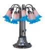24" High Pink/Blue Tiffany Pond Lily 12 Light Table Lamp