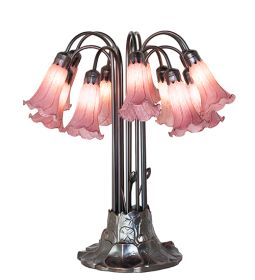 24" High Lavender Tiffany Pond Lily 12 Light Table Lamp