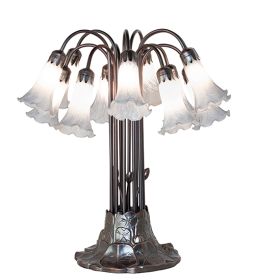 24" High Gray Tiffany Pond Lily 12 Light Table Lamp