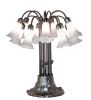 24" High Gray Tiffany Pond Lily 12 Light Table Lamp