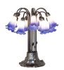 24" High Blue/White Tiffany Pond Lily 12 Light Table Lamp