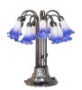 24" High Blue/White Tiffany Pond Lily 12 Light Table Lamp
