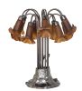 24" High Dark Amber Tiffany Pond Lily 12 Light Table Lamp
