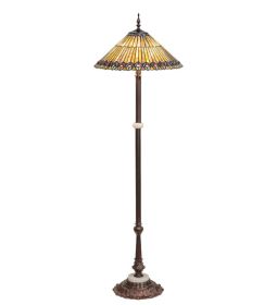 24" High Tiffany Jeweled Peacock Floor Lamp