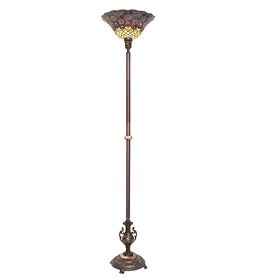 74" High Tiffany Peacock Feather Torchiere