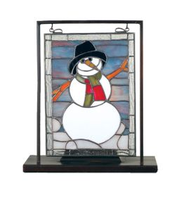 Snowman Lighted Mini Tabletop Window