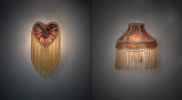 Victorian Fabric Set of Two Fringed Night Light
