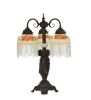 23"H Rose Bouquet 3 Arm Fringed Table Lamp