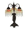 23"H Rose Bouquet 3 Arm Fringed Table Lamp